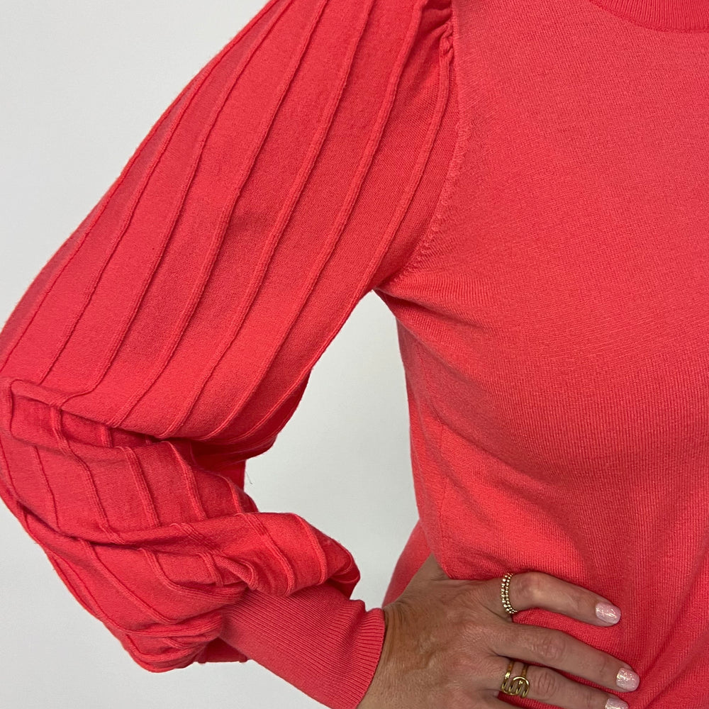 Verona Pleat Sleeve Sweater (Watermelon)