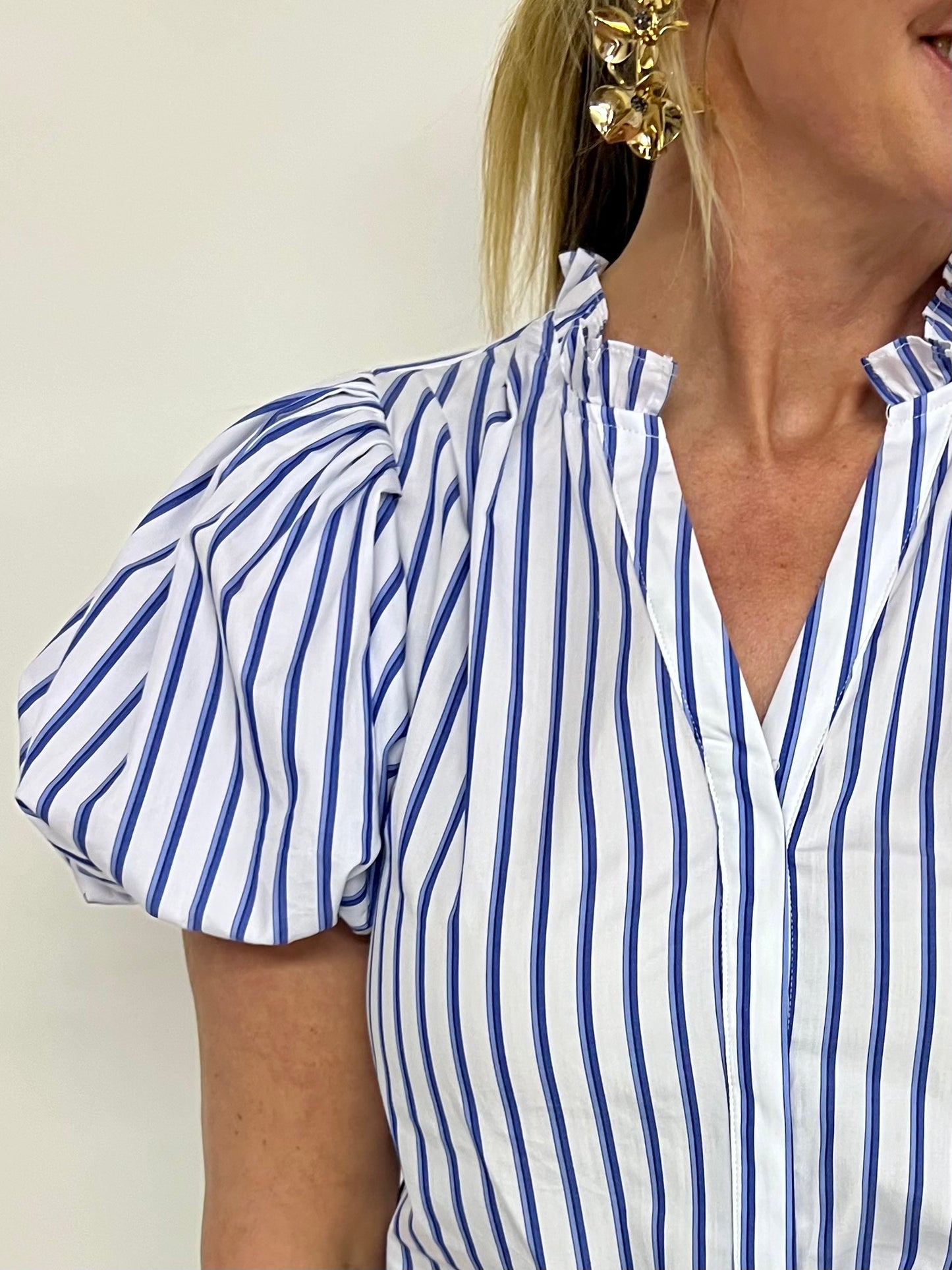 Covington Stripe + Button Front Top