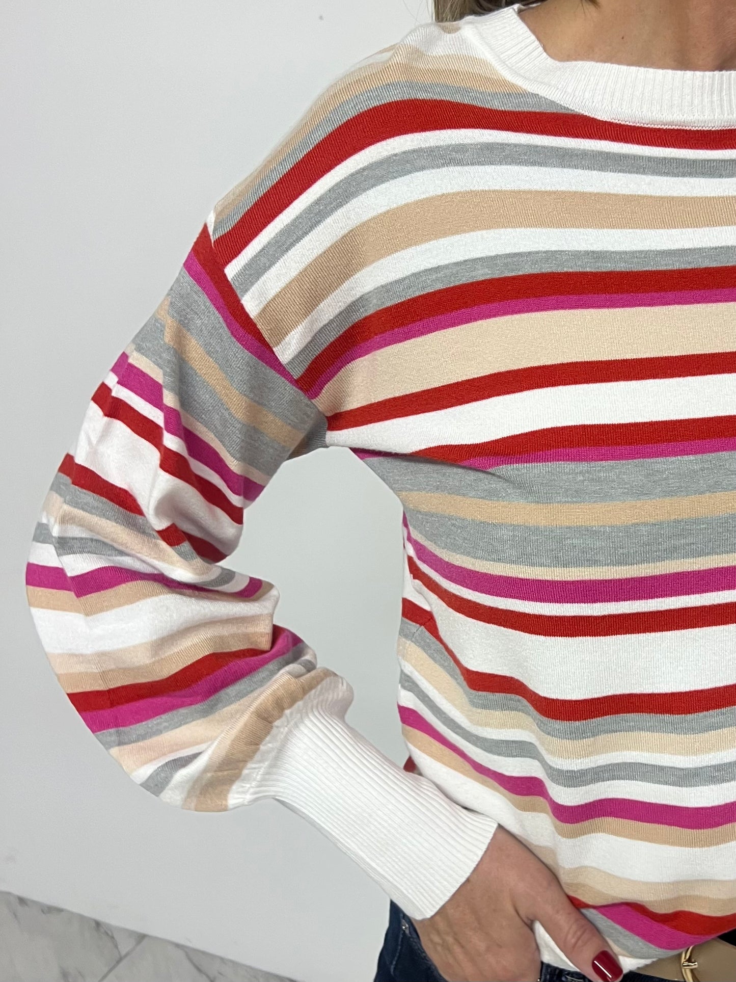 Weekend Wander Stripe Sweater (red)