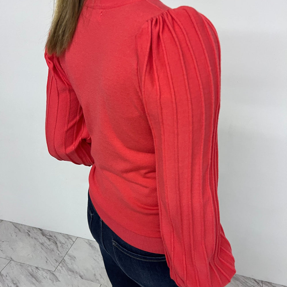 Verona Pleat Sleeve Sweater (Watermelon)