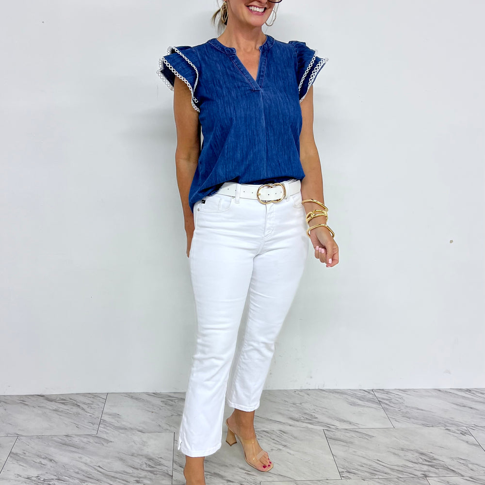 Montana Denim Flutter Sleeve Top