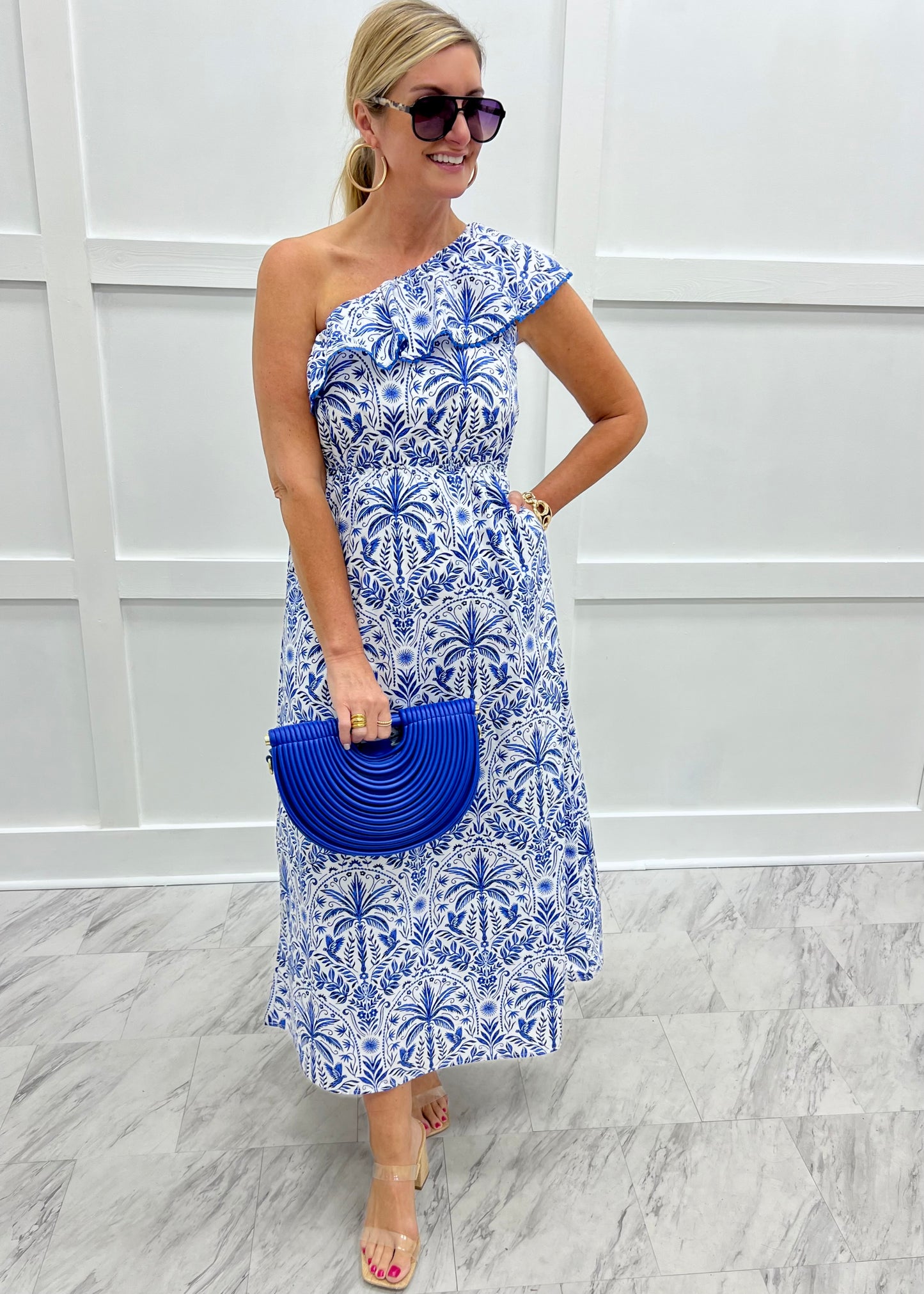 Milly Blue Single Shoulder Dress