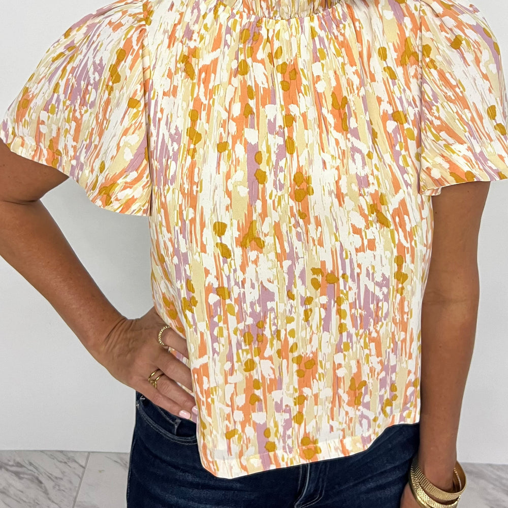 Tyler Print Flutter Sleeve Top - FINAL SALE