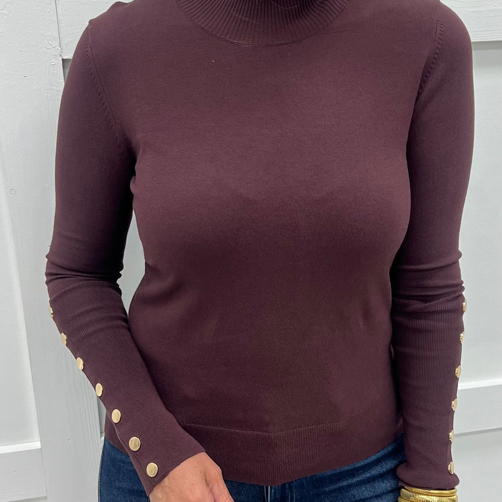 Veronica Chocolate + Button Sleeve Top
