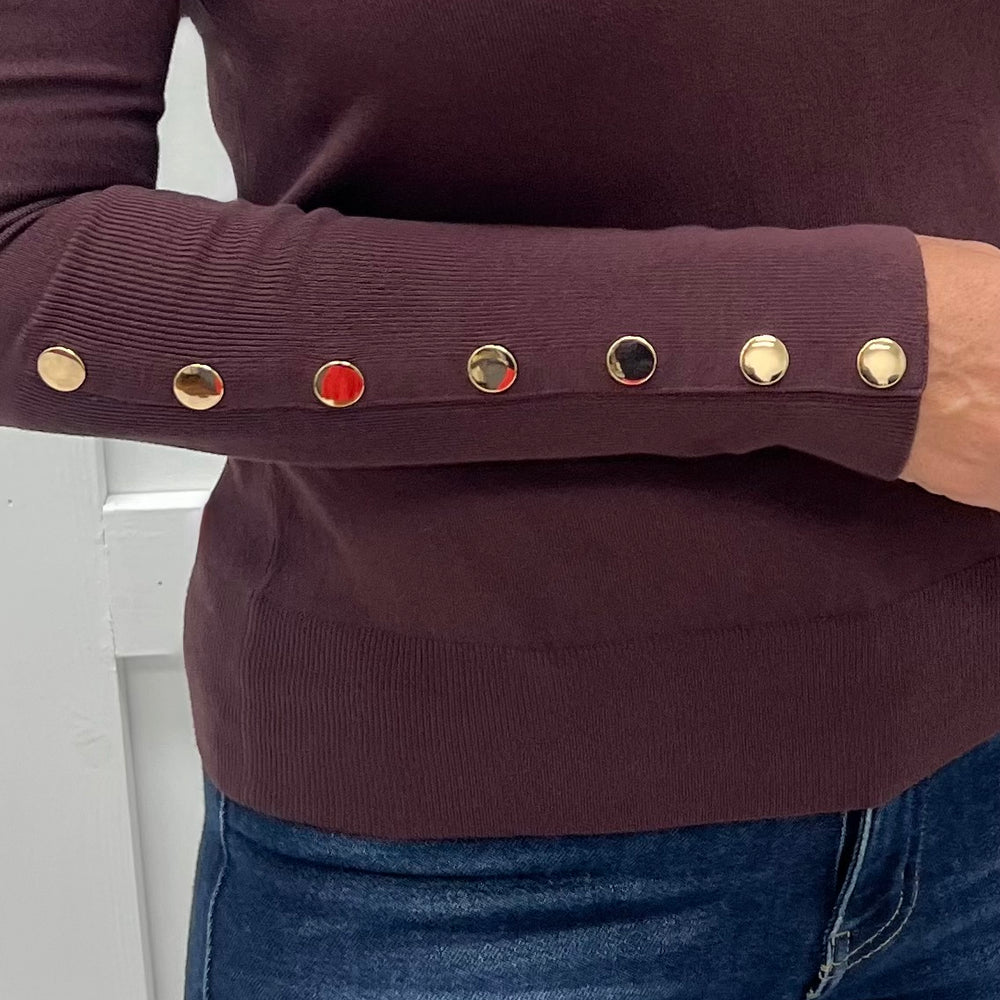 Veronica Chocolate + Button Sleeve Top
