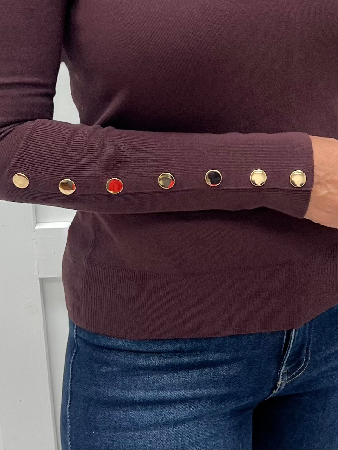 Veronica Chocolate + Button Sleeve Top