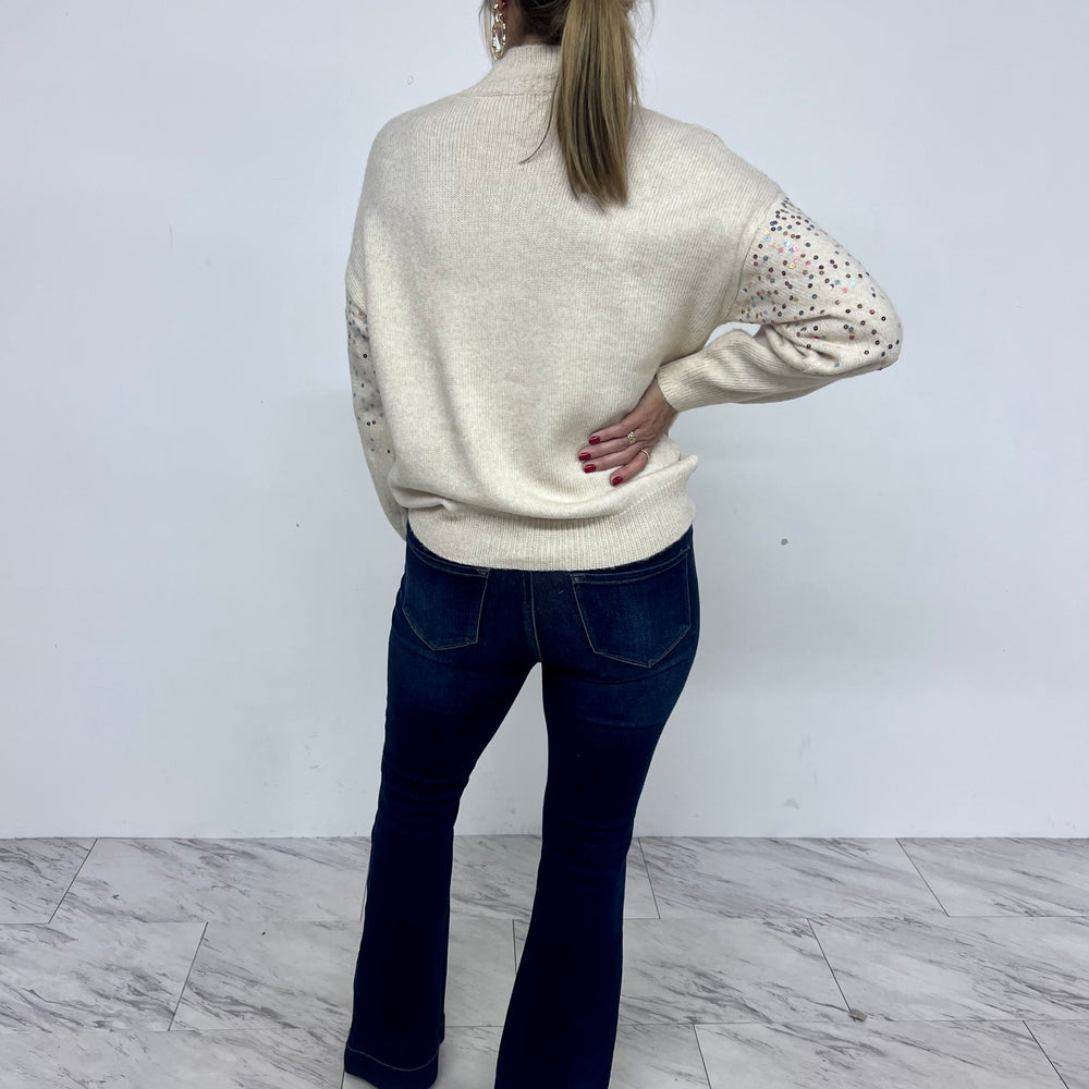 
                  
                    Splendor Sequin Mock Neck Sweater
                  
                