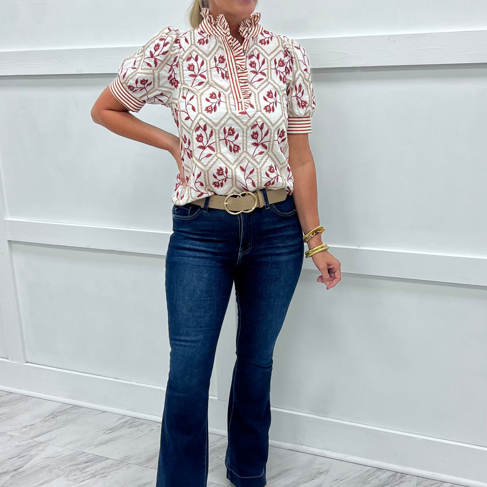 There She Goes Flower + Stripe Top