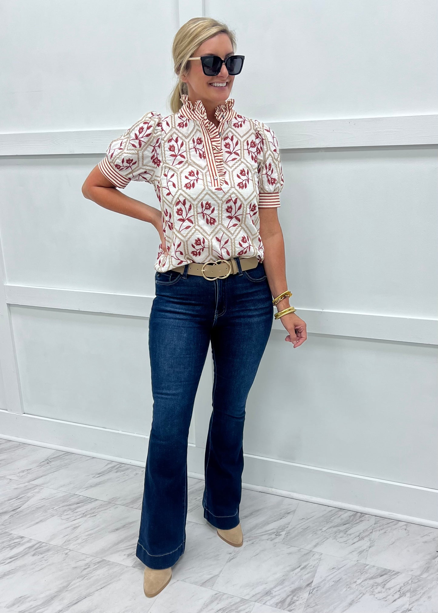 There She Goes Flower + Stripe Top