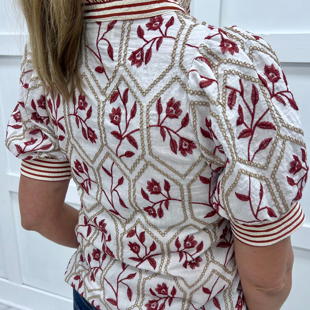 
                  
                    There She Goes Flower + Stripe Top
                  
                