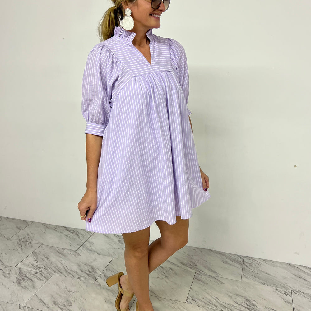 
                  
                    Calloway Lavender Stripe Dress-FINAL SALE
                  
                