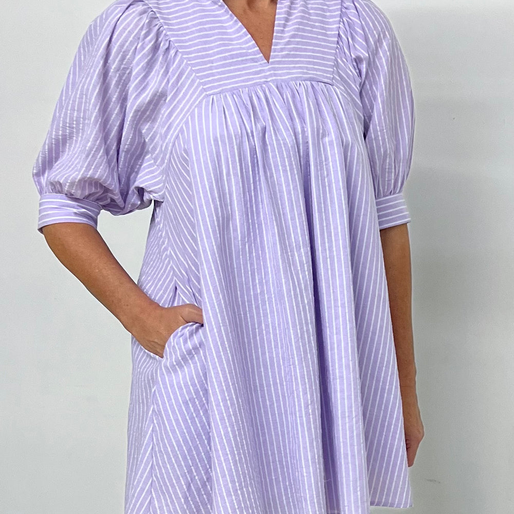 
                  
                    Calloway Lavender Stripe Dress-FINAL SALE
                  
                