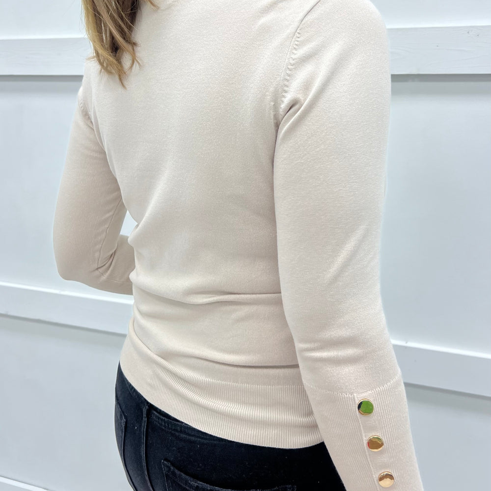 
                  
                    Veronica Beige + Button Sleeve Top
                  
                