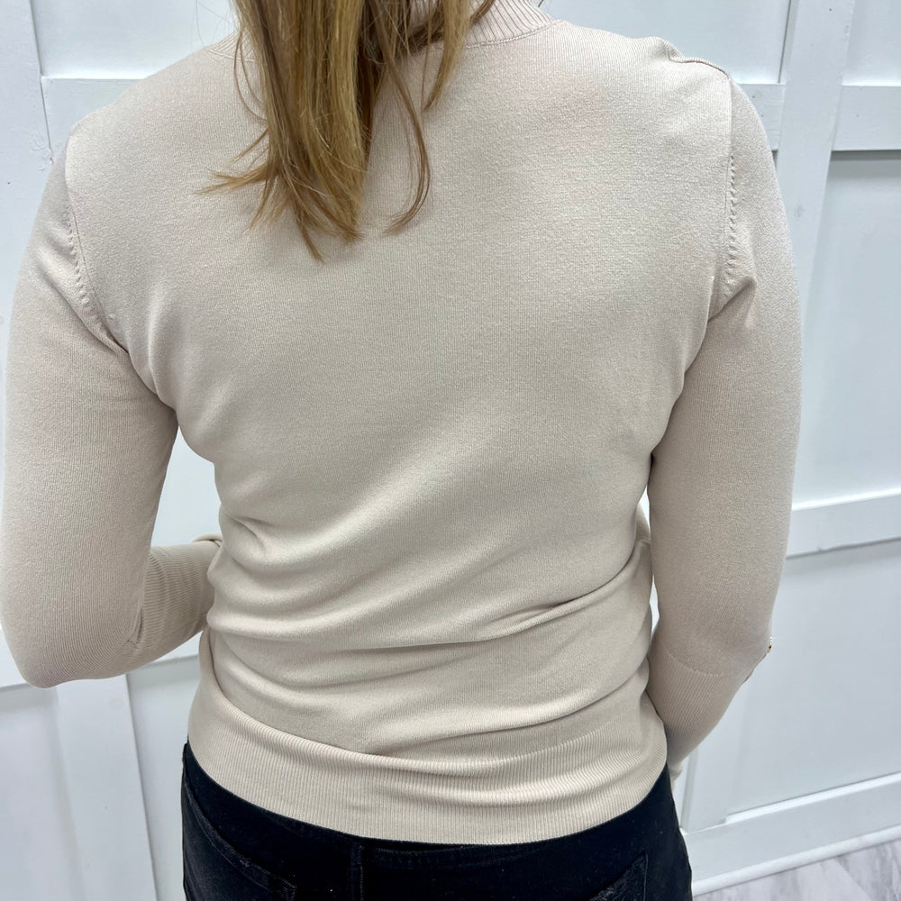 
                  
                    Veronica Beige + Button Sleeve Top
                  
                