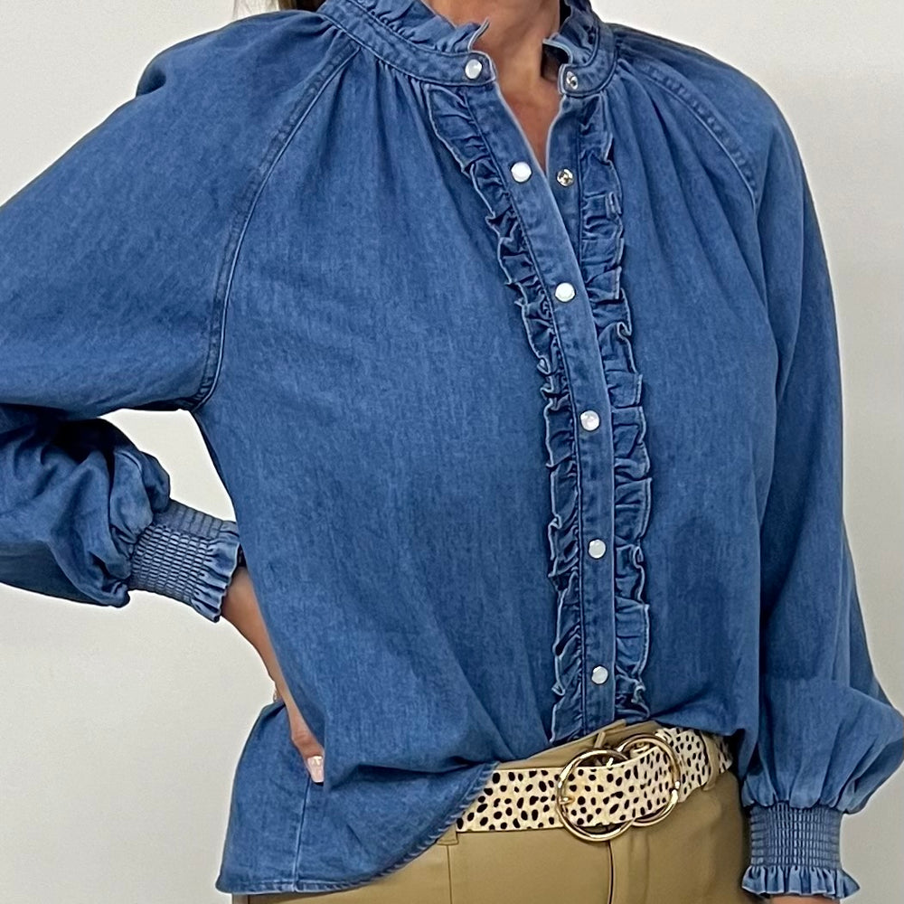 Dixie Denim Button Front Top