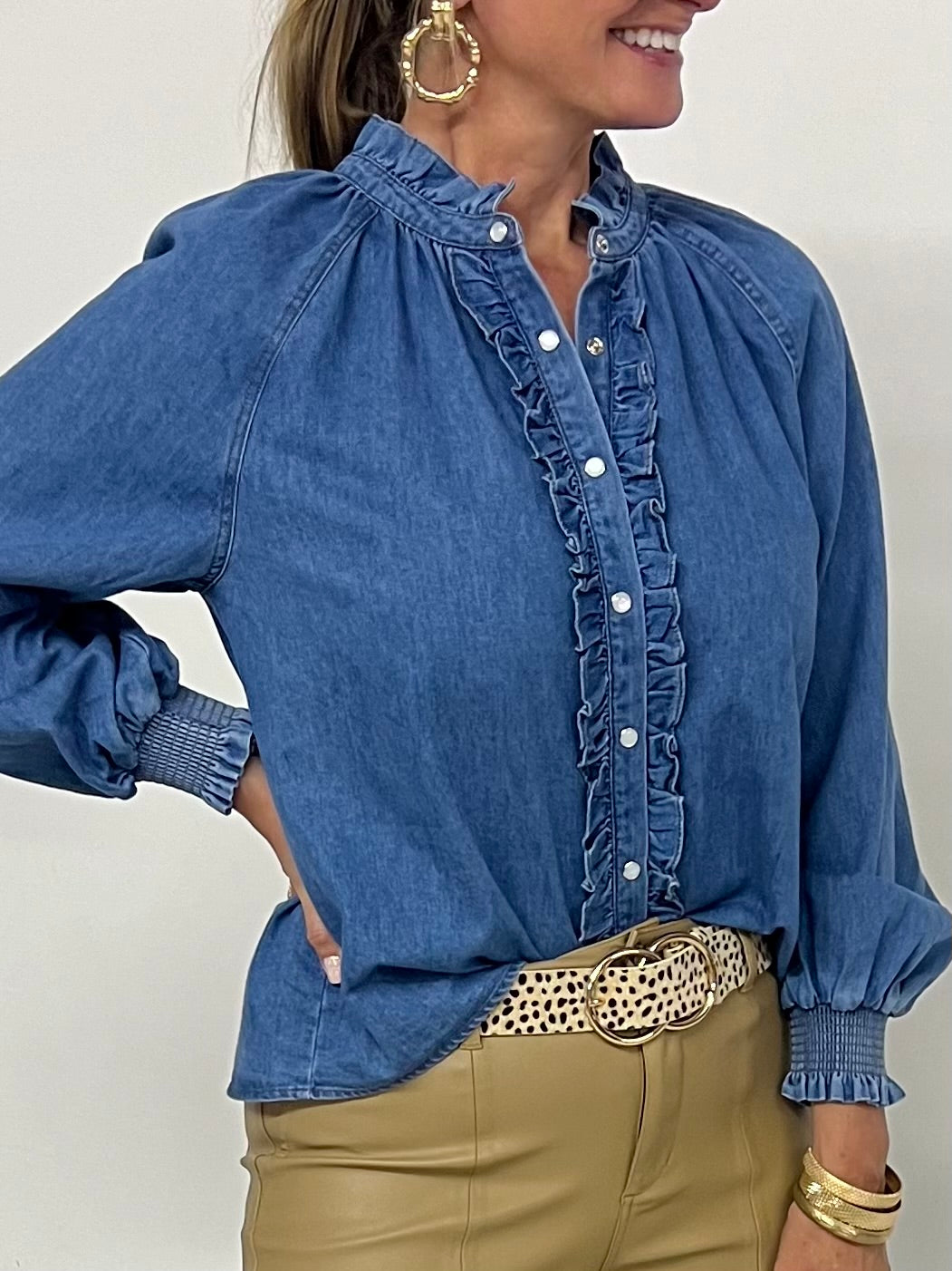 Dixie Denim Button Front Top