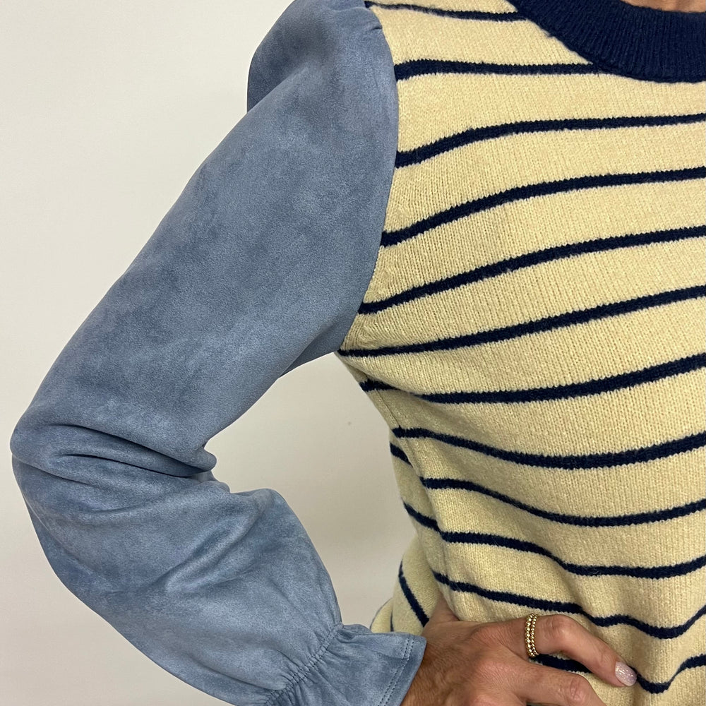 Sierra Suede + Stripe Sweater