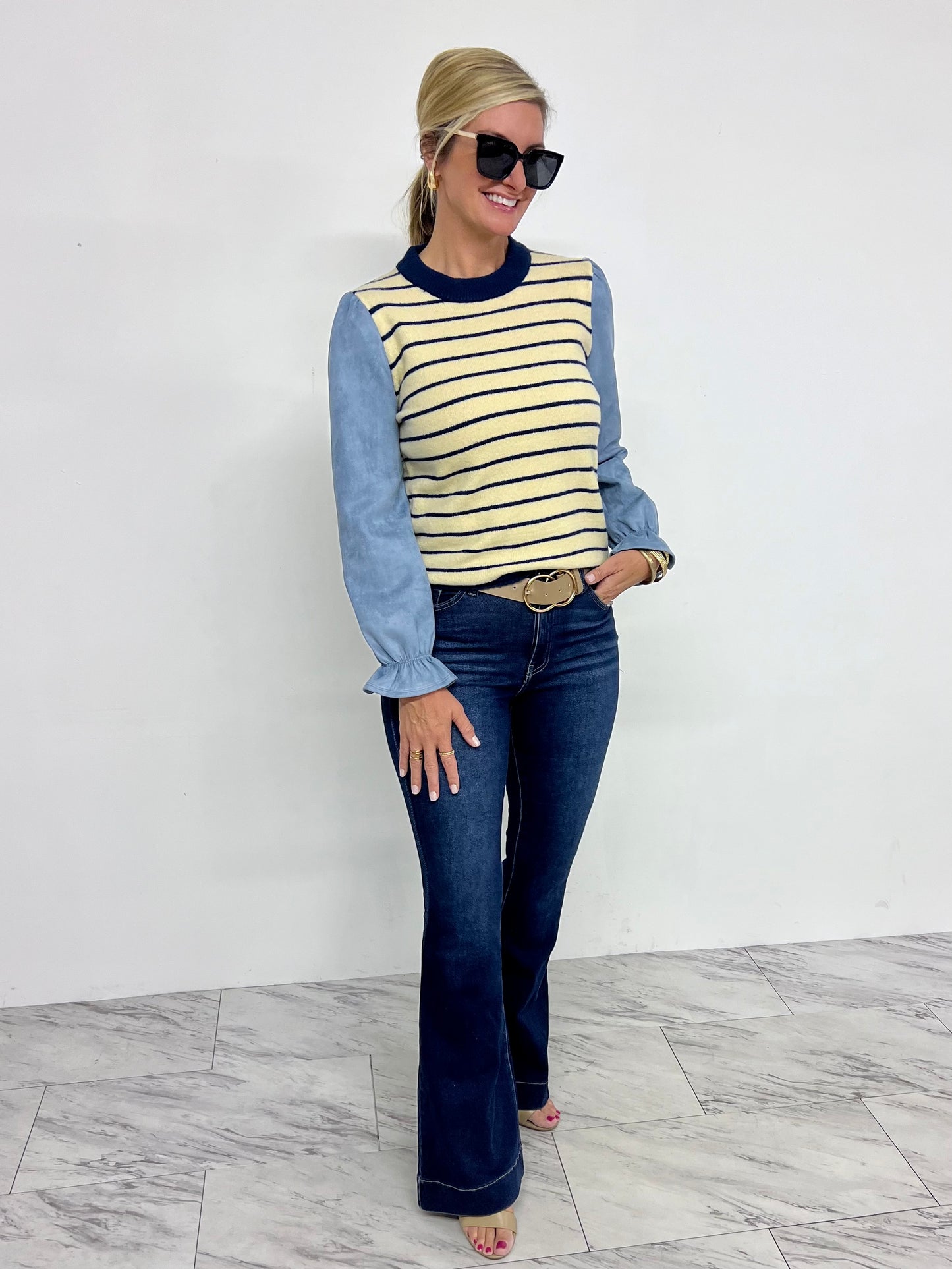 Sierra Suede + Stripe Sweater