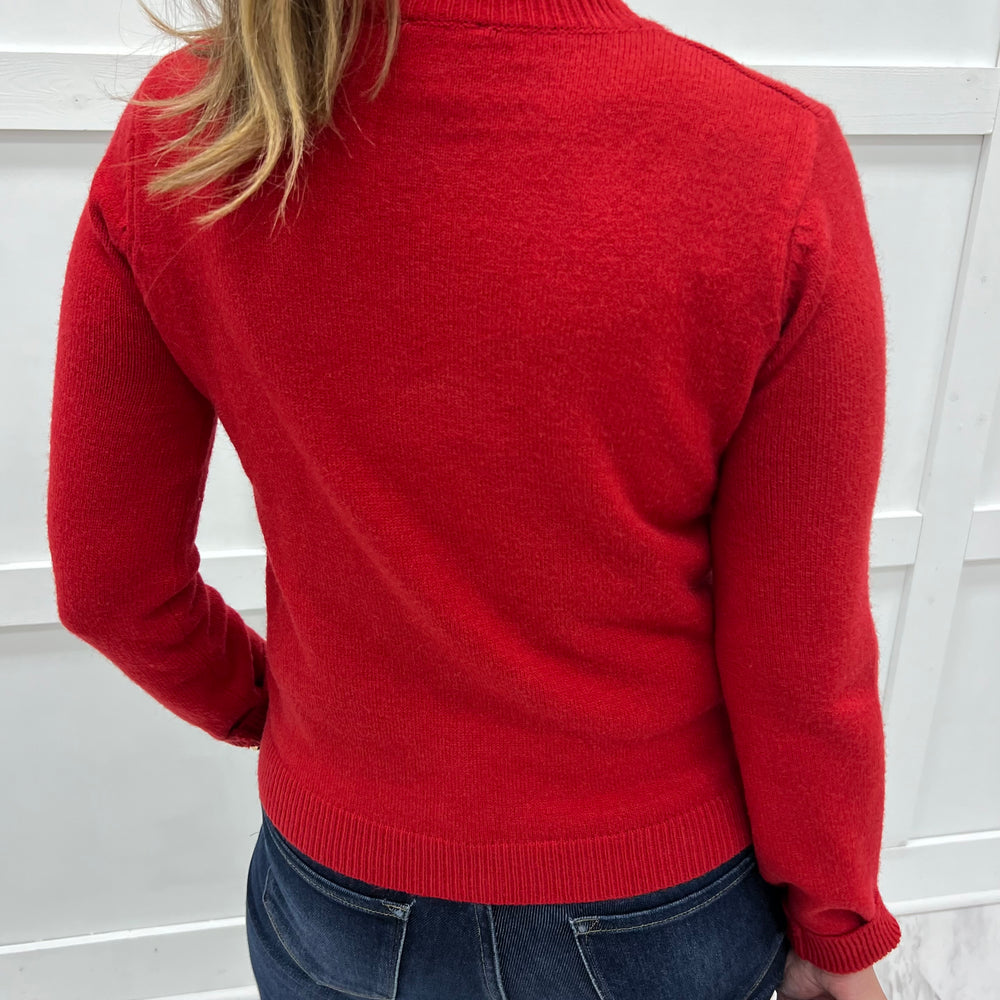 Season To Shine Bow Sweater (Red)