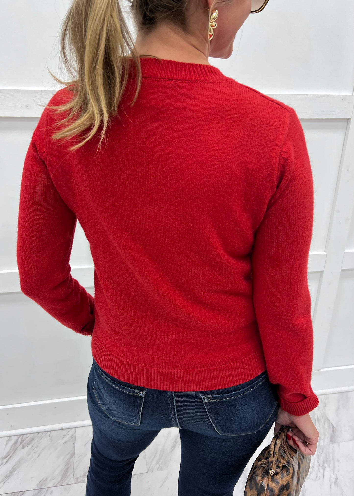Season To Shine Bow Sweater (Red)