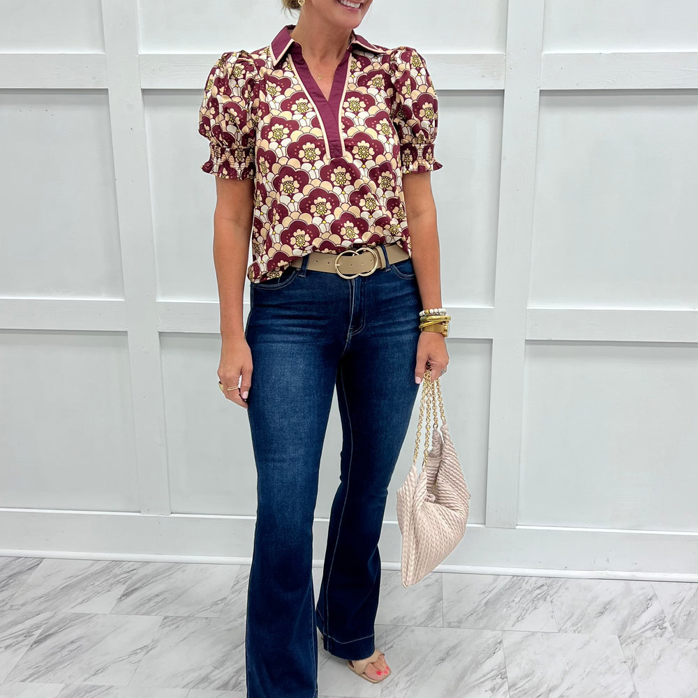 Wilmington Wine Print Top