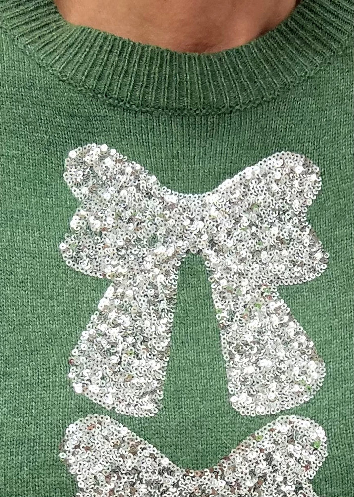 Season To Shine Bow Sweater (Green)