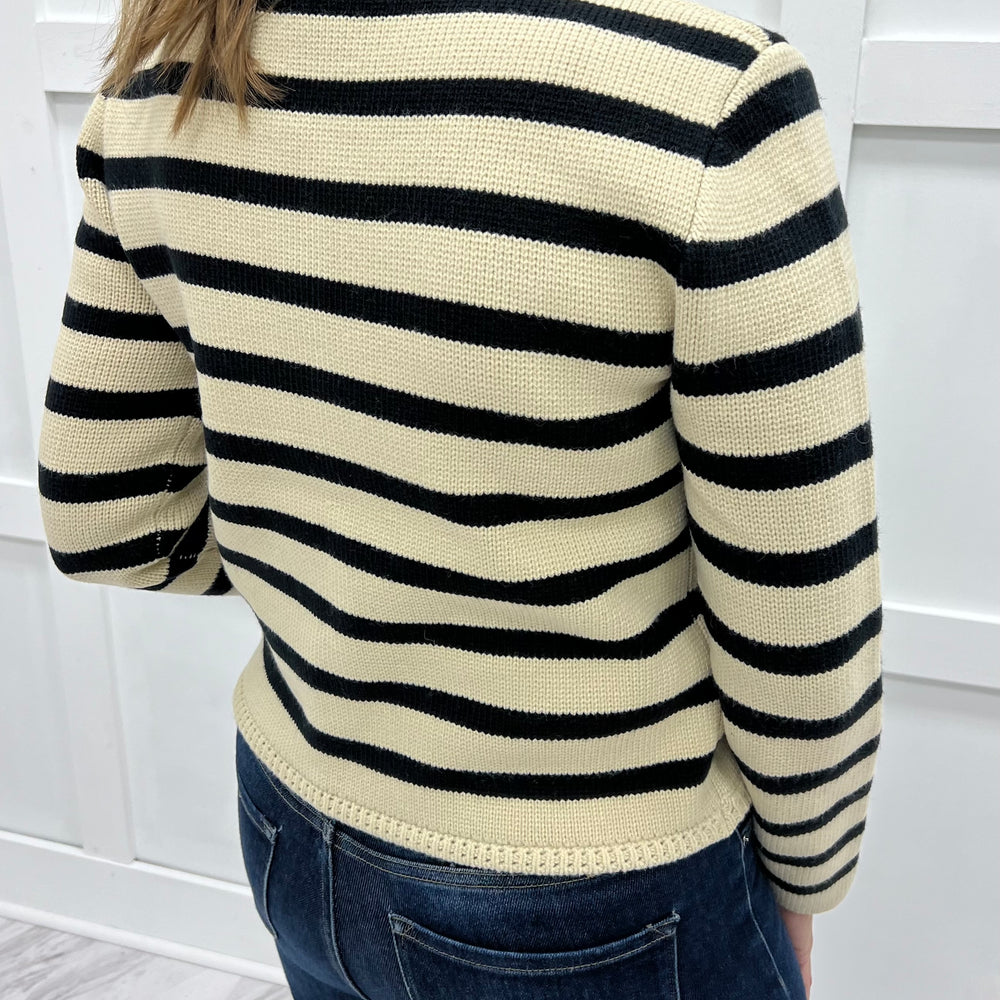 
                  
                    Regent Stripe Cardigan (Black)
                  
                