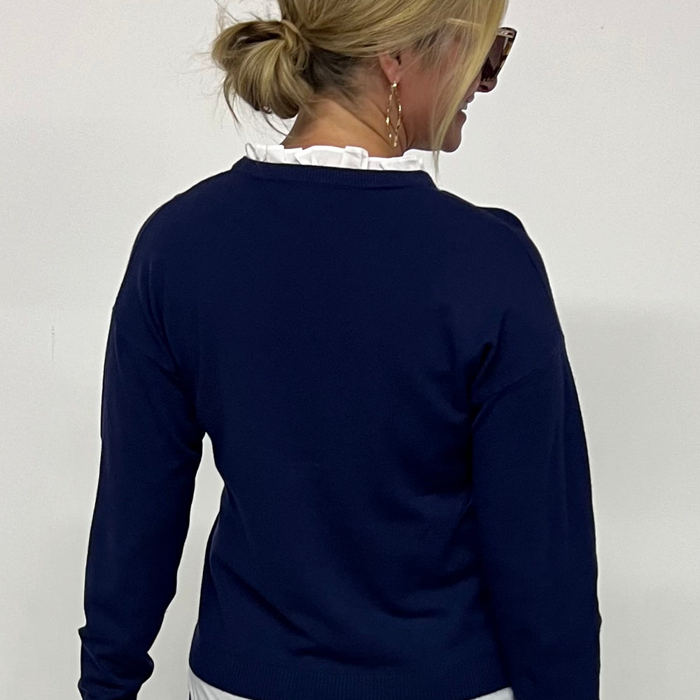 
                  
                    Evelyn Navy Blue Shirt + Sweater Top - FINAL SALE
                  
                