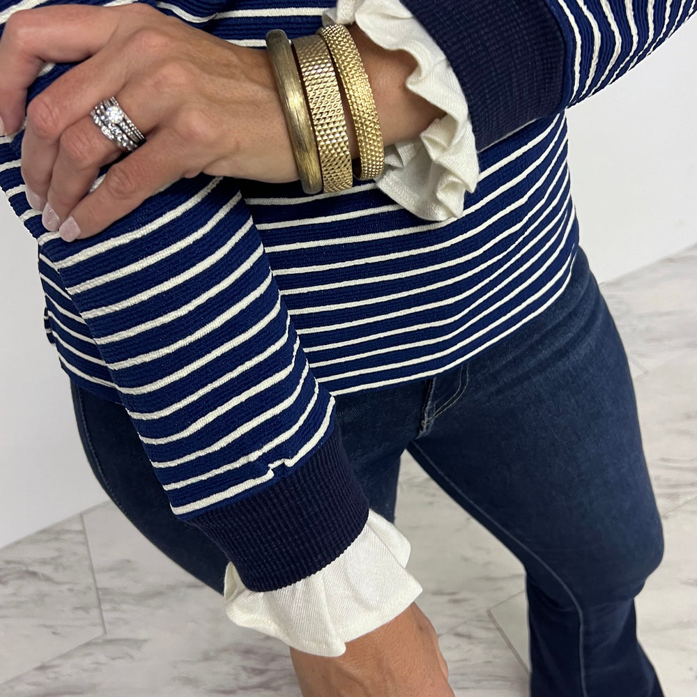 
                      
                        Chasing Midnight Navy Stripe Top
                      
                    