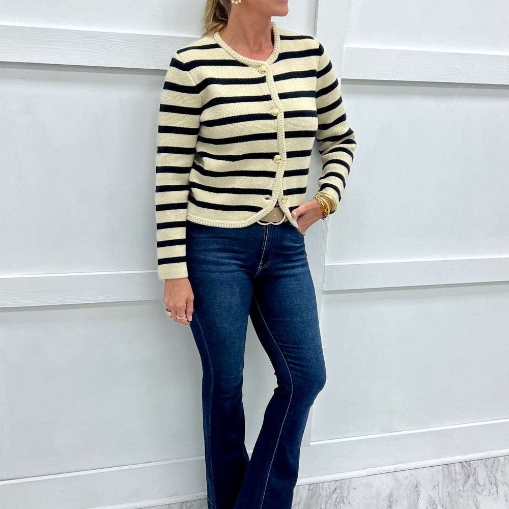 Regent Stripe Cardigan (Black)