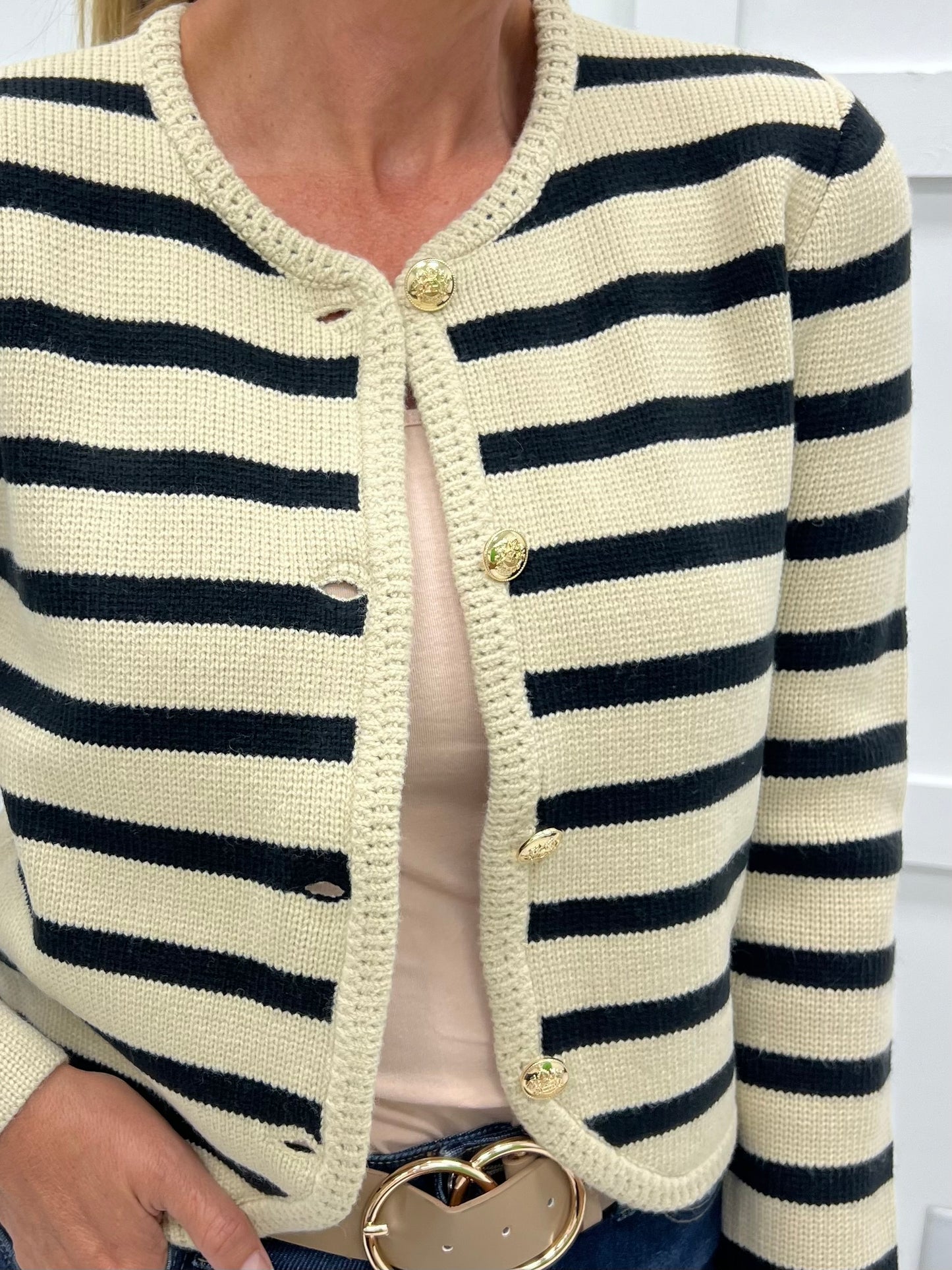 Regent Stripe Cardigan (Black)