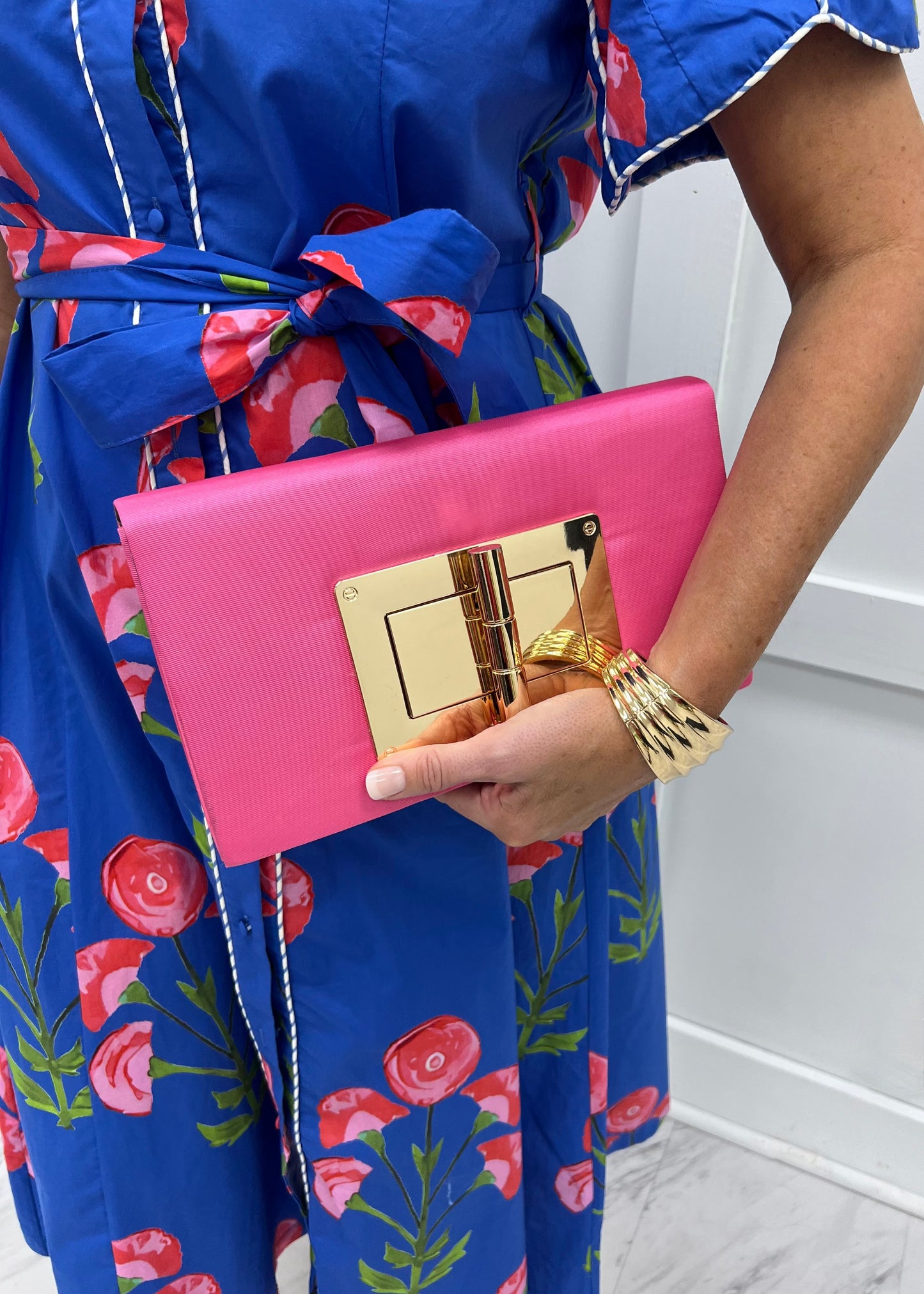 Layla Lock Pink Satin Clutch