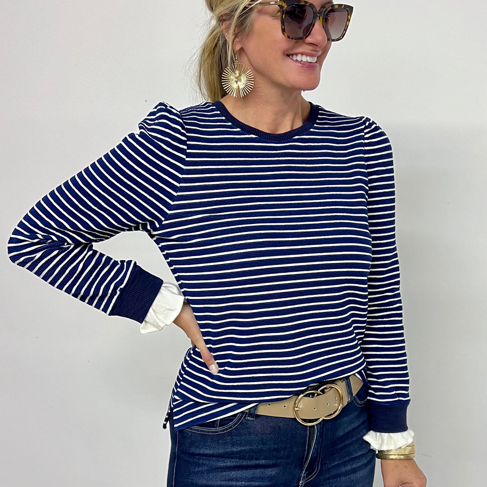 
                  
                    Chasing Midnight Navy Stripe Top-FINAL SALE
                  
                