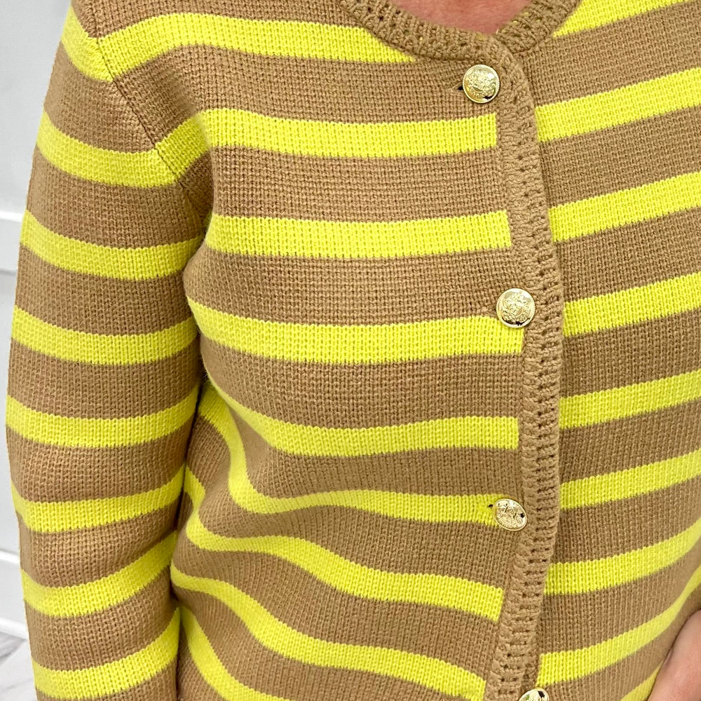 Regent Stripe Cardigan (Chartreuse)