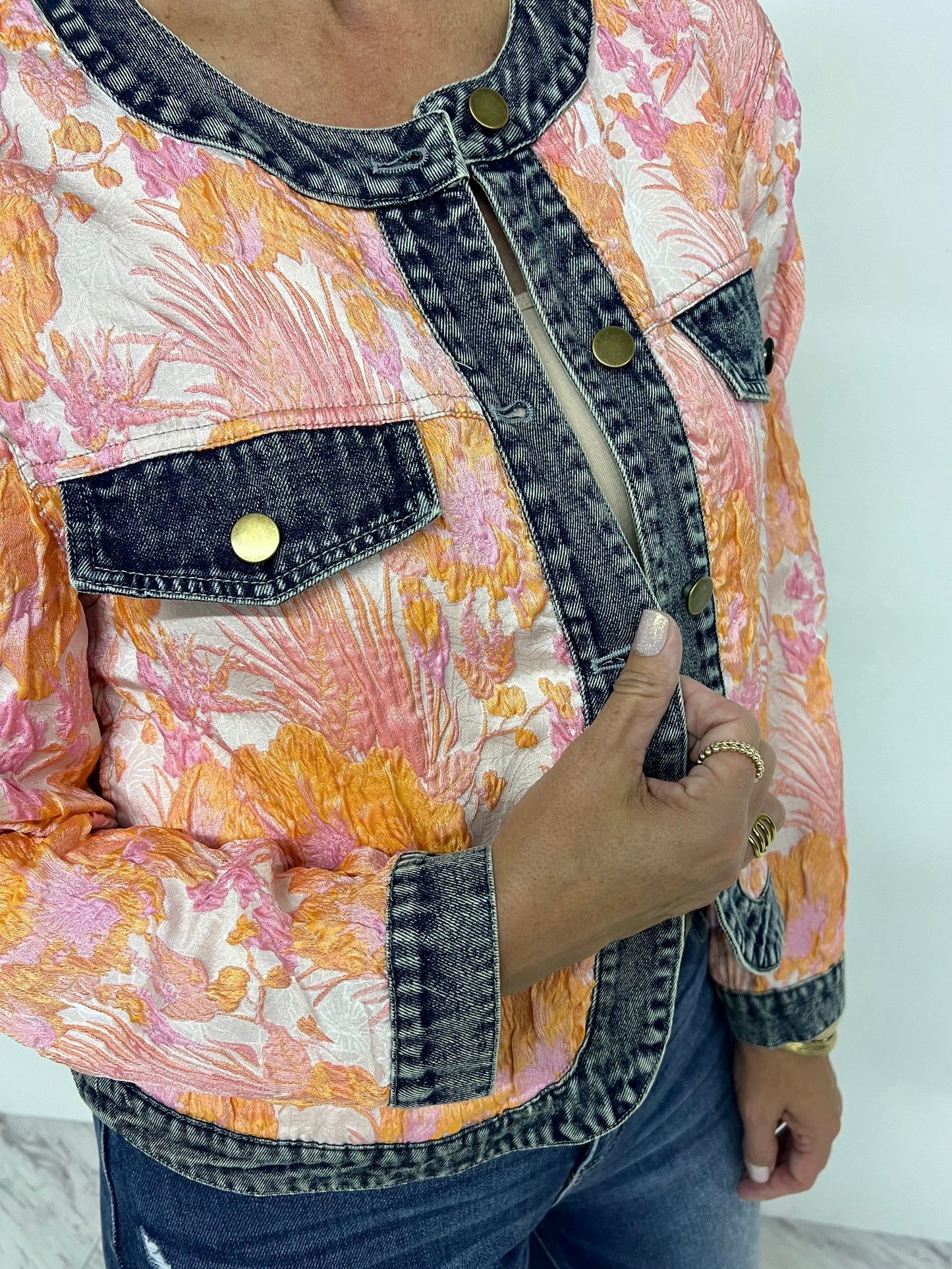 Calla Print + Denim Jacket