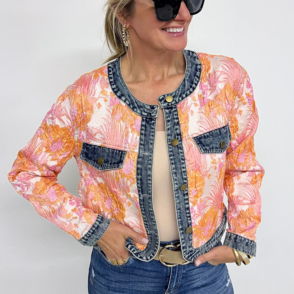 Calla Print + Denim Jacket