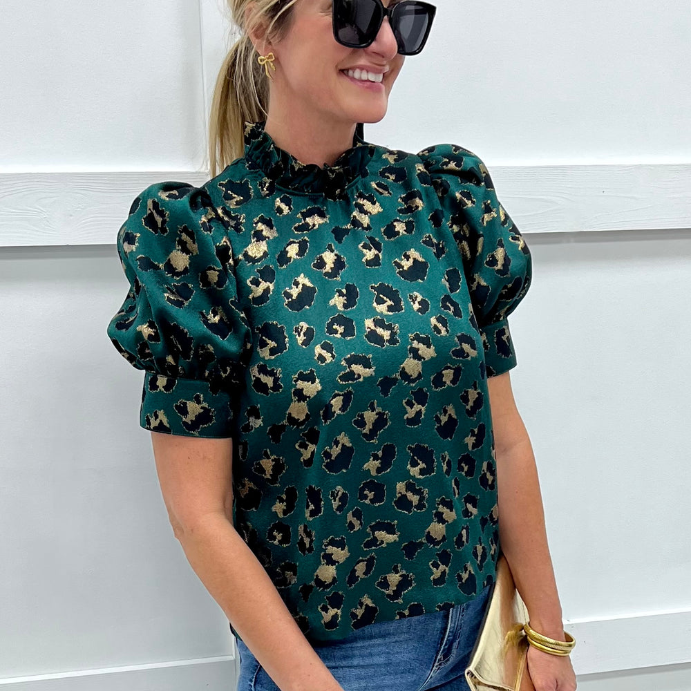 Fierce + Festive Leopard Top (Green)