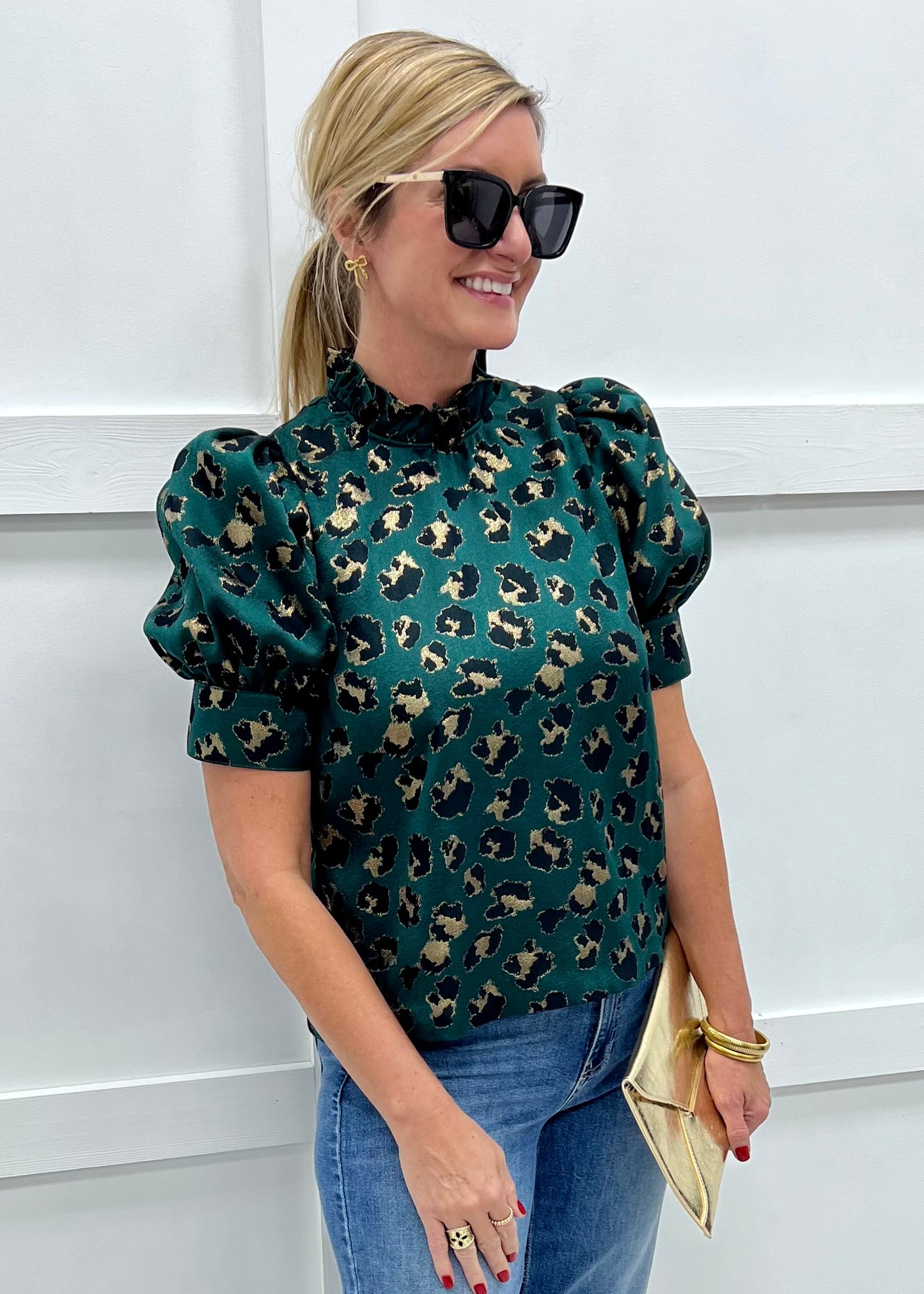 Fierce + Festive Leopard Top (Green)