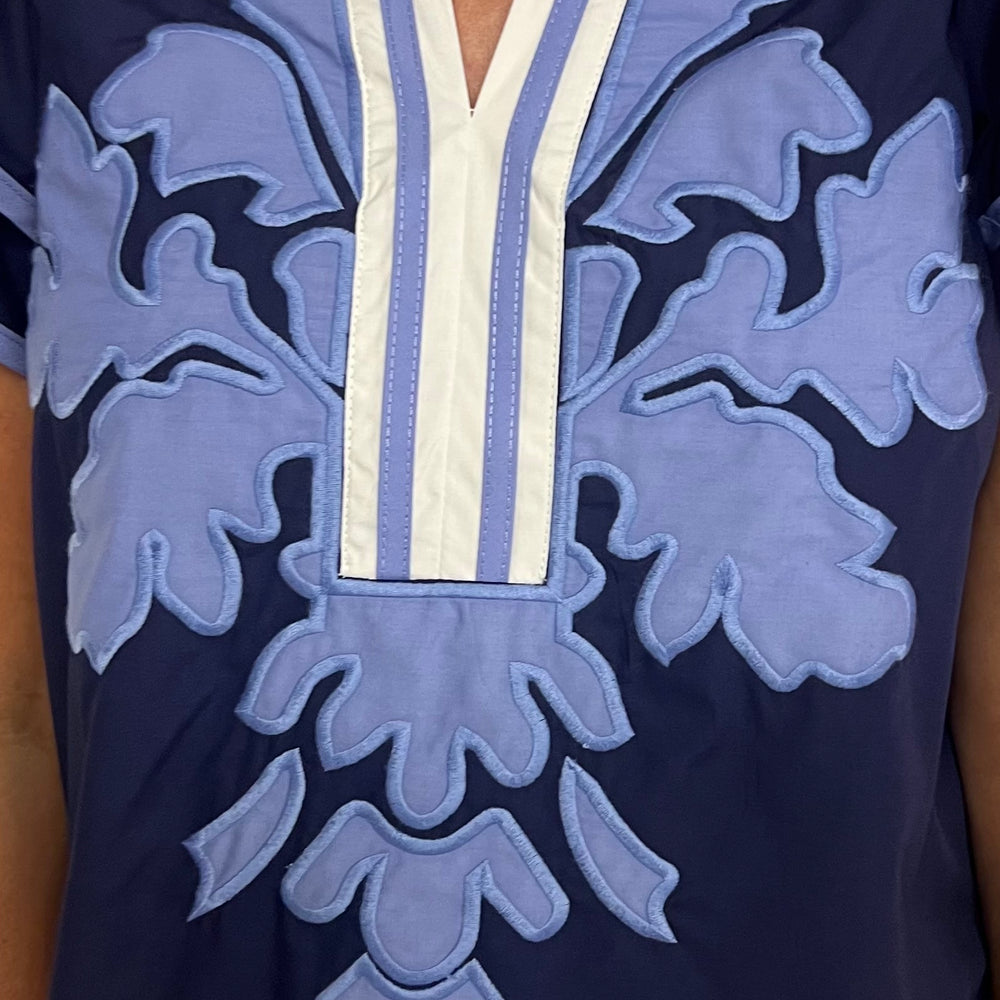 Celine Blues Flutter Sleeve Top