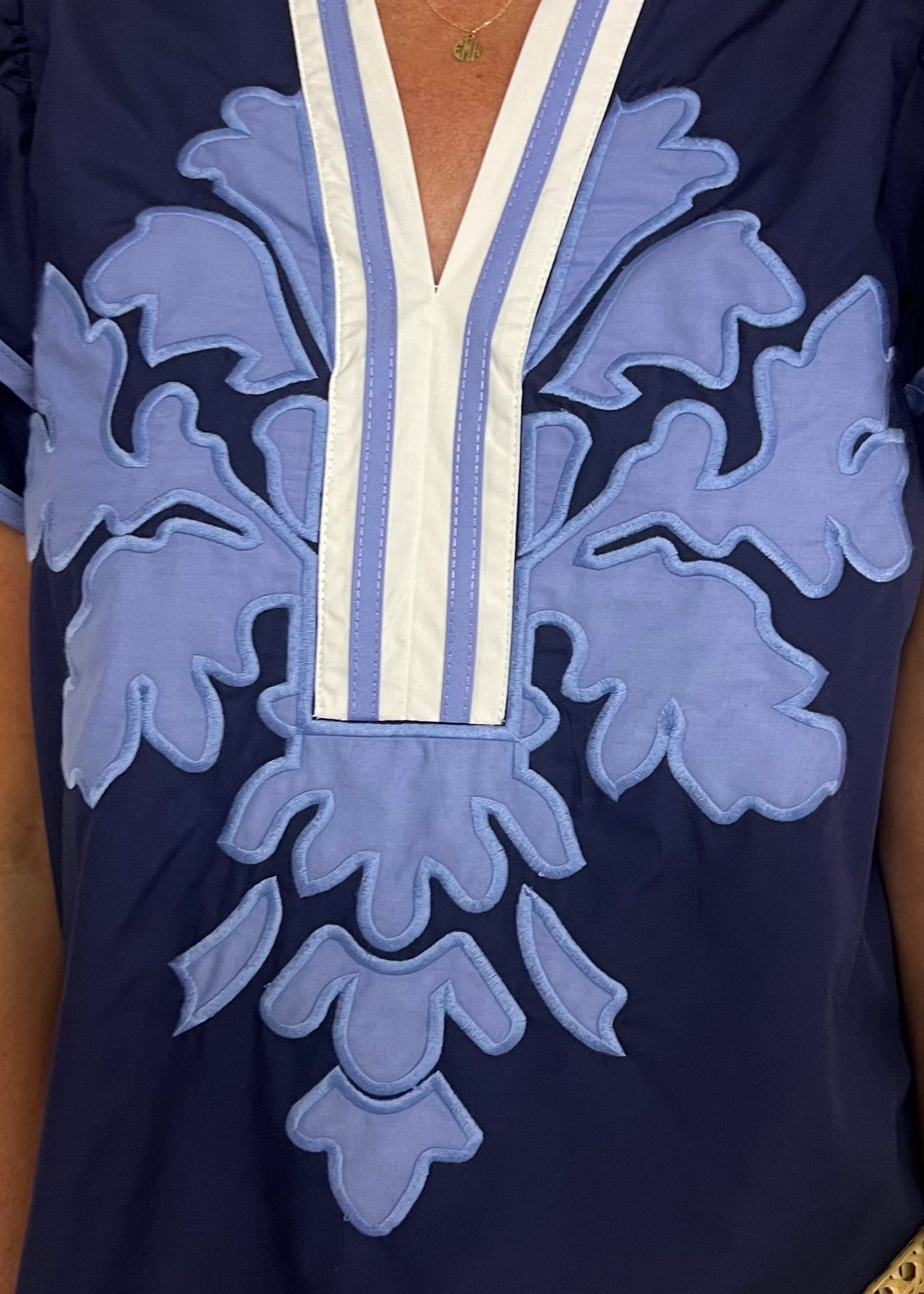 Celine Blues Flutter Sleeve Top