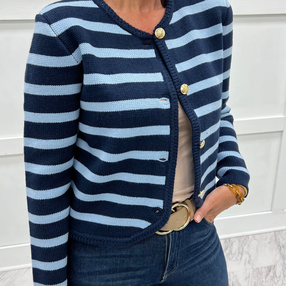 Regent Stripe Cardigan (Blue)