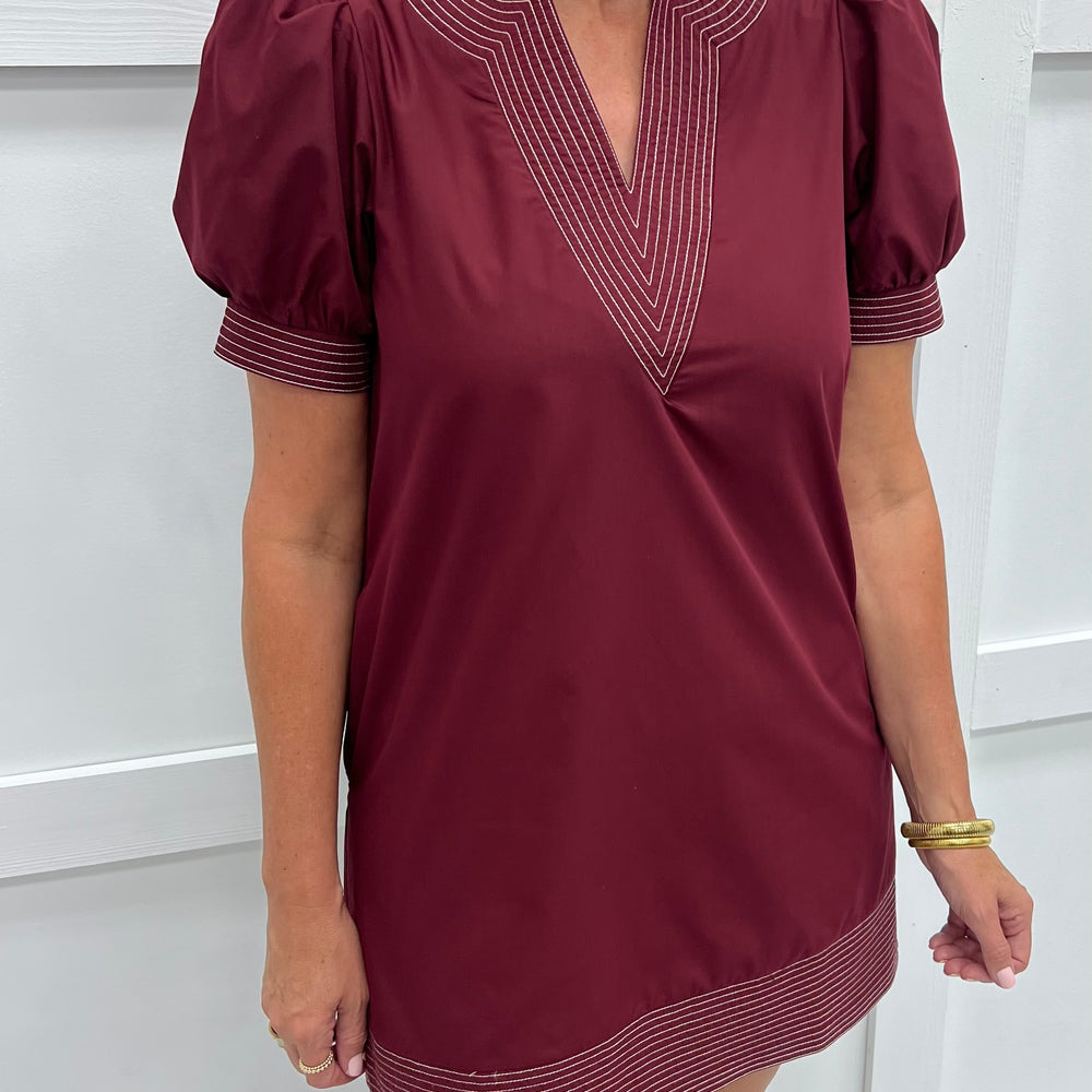 Beckett Stitch Dress (Burgundy)