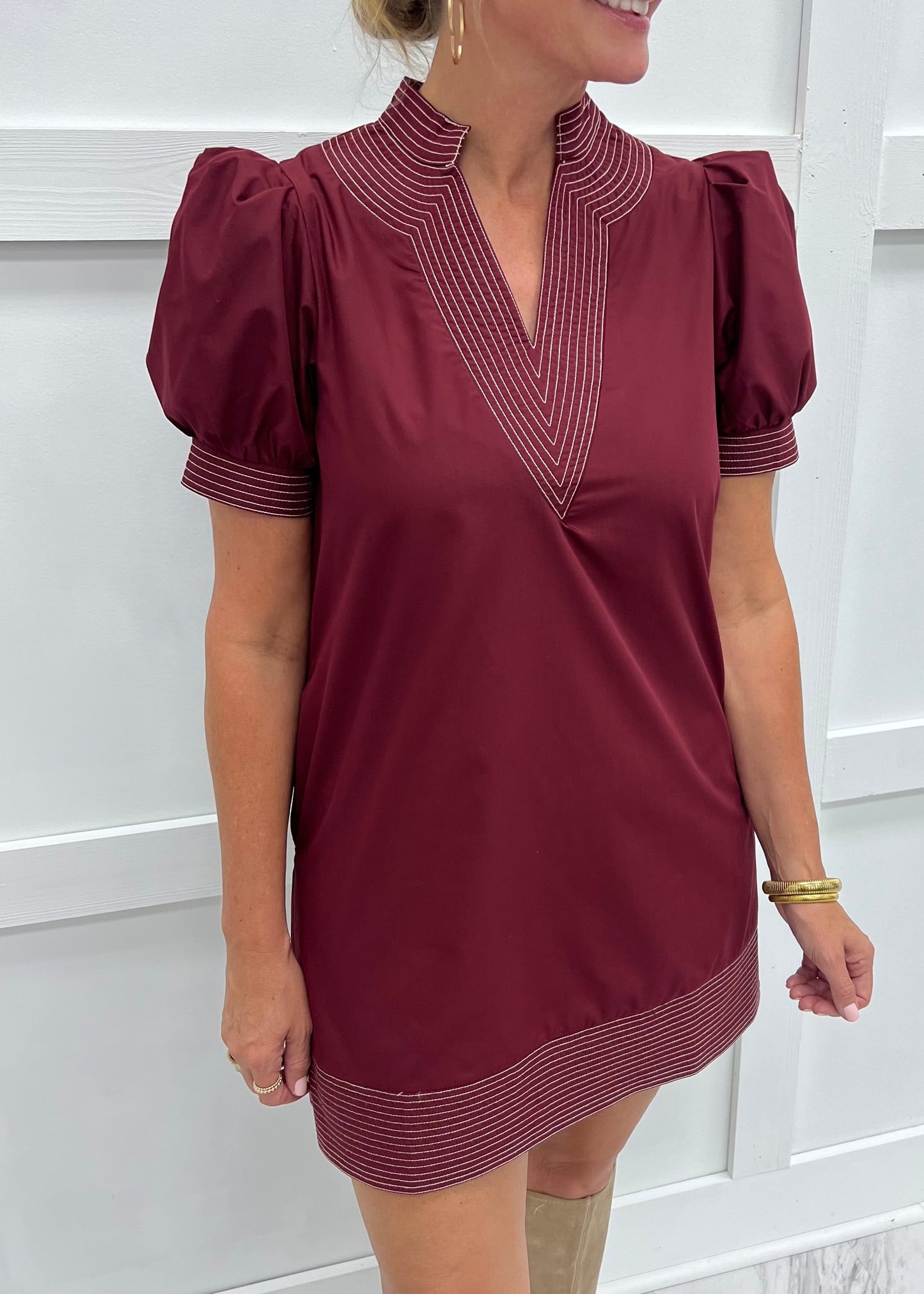 Beckett Stitch Dress (Burgundy)