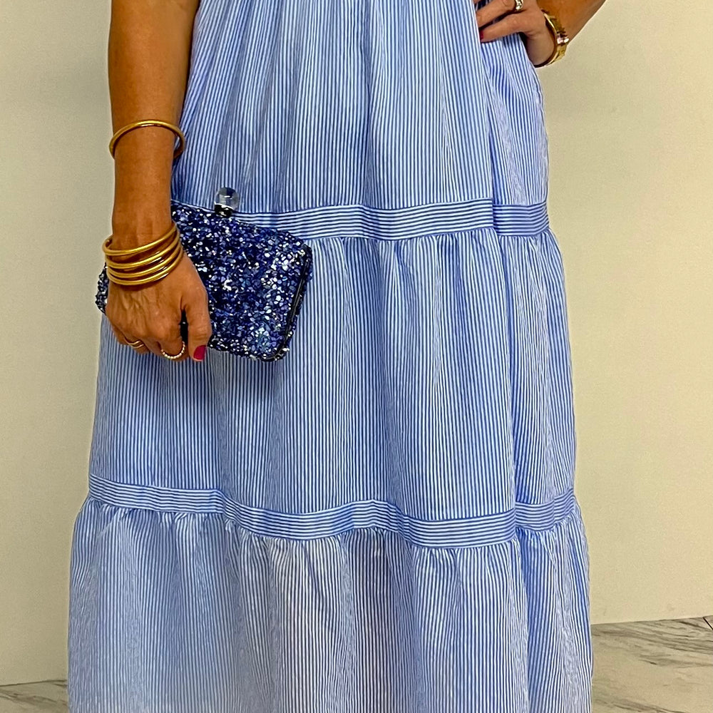 
                      
                        Pretty In Pinstripes Maxi Dress (Blue) - FINAL SALE
                      
                    