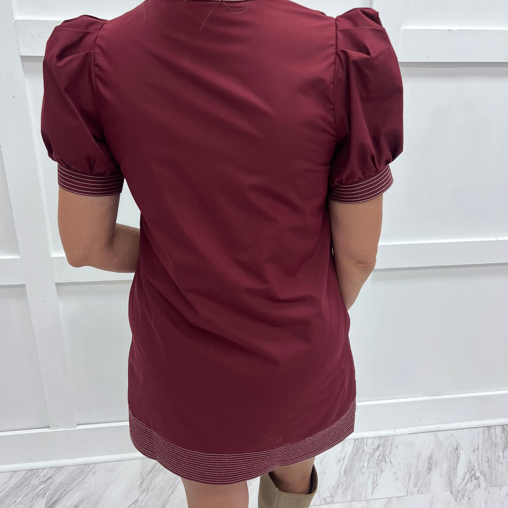 Beckett Stitch Dress (Burgundy)