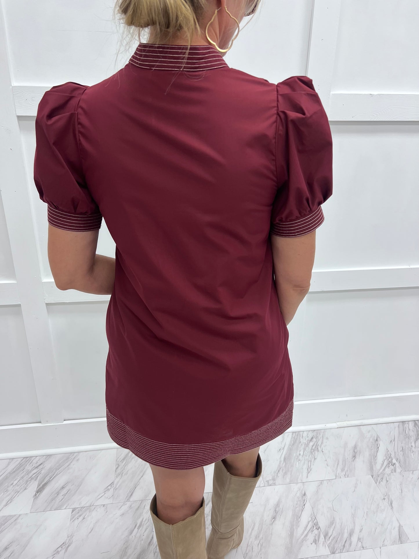Beckett Stitch Dress (Burgundy)