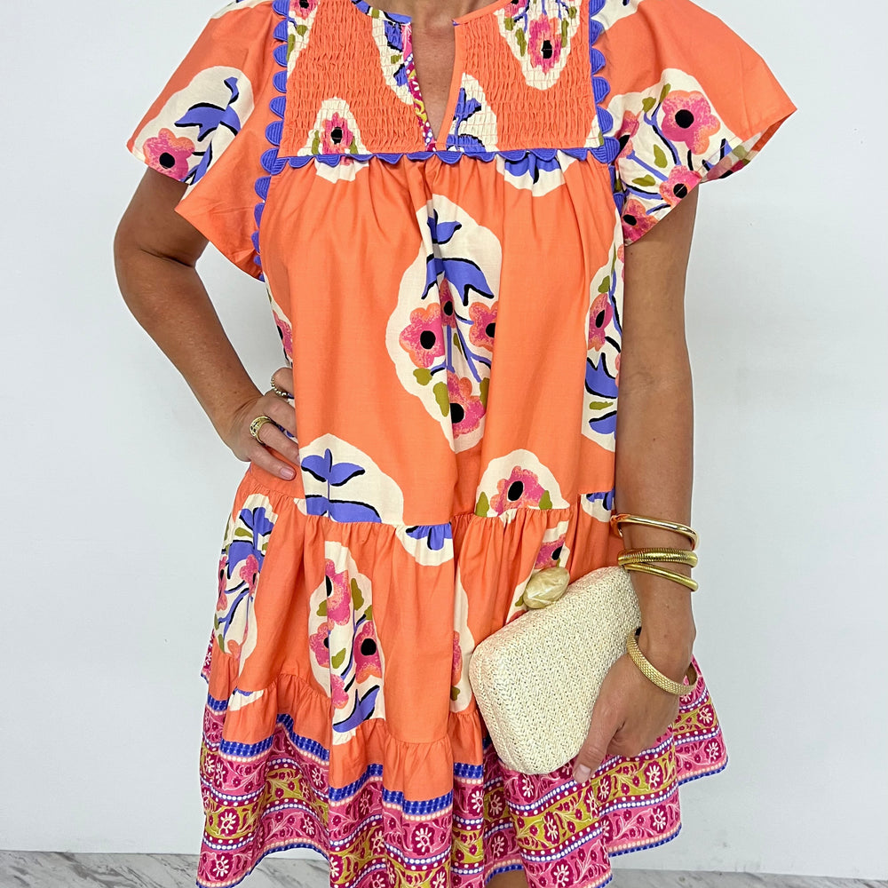 
                  
                    Social Darling Coral Print Dress
                  
                