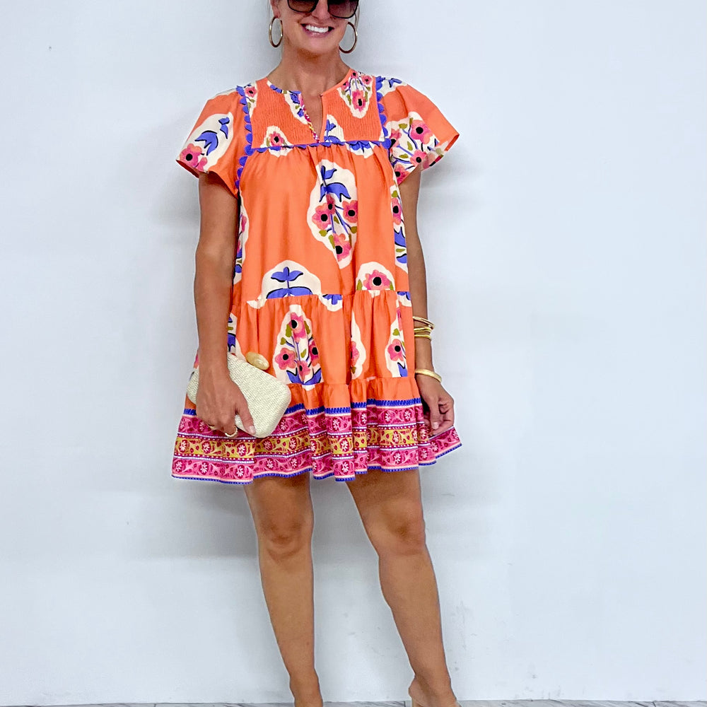 
                  
                    Social Darling Coral Print Dress
                  
                