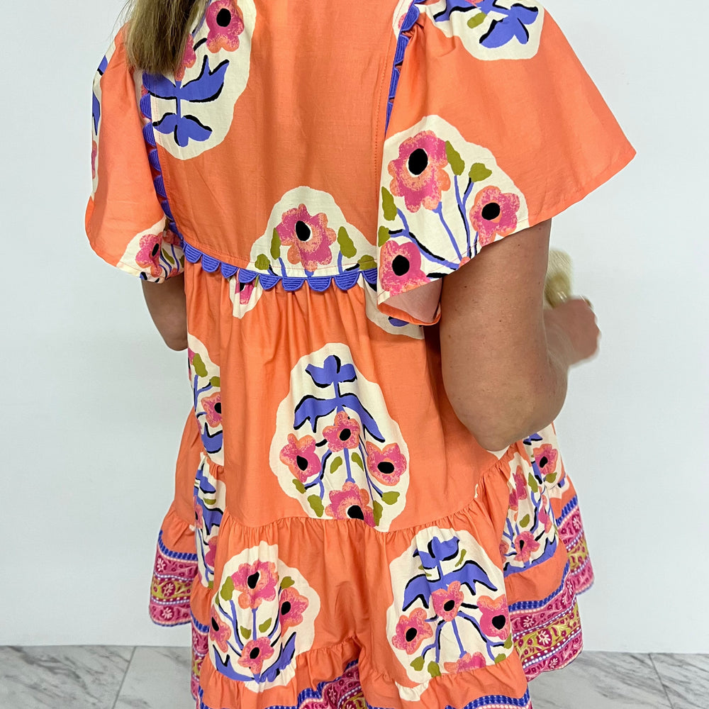 
                  
                    Social Darling Coral Print Dress
                  
                