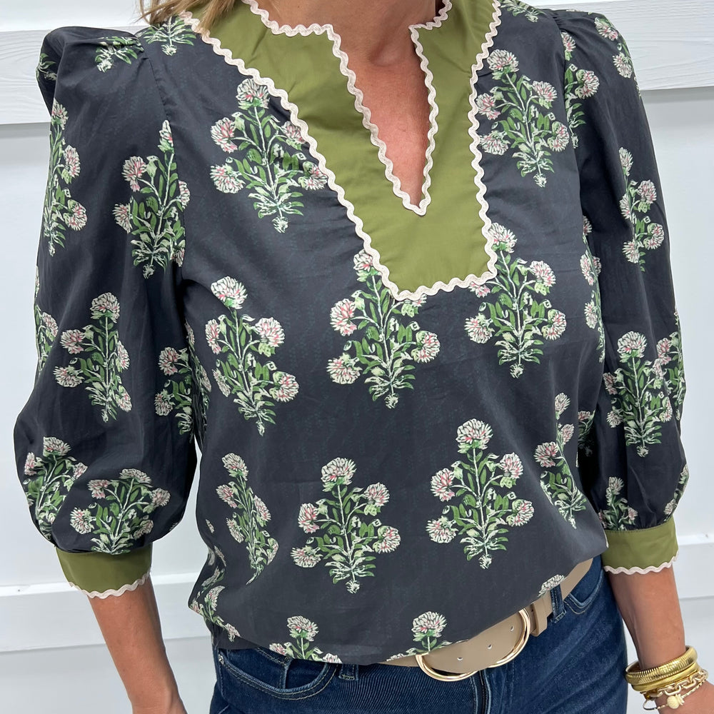 Charmed Print V.Neck Top